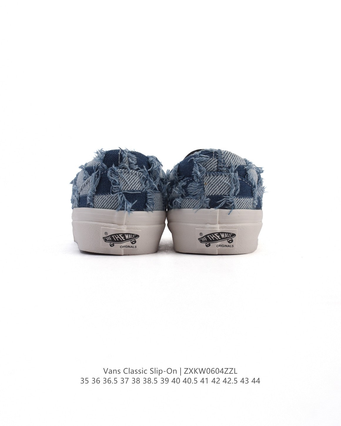 Vans Vault OG Classic Slip-On LX Frayed Denim Checkerboard.