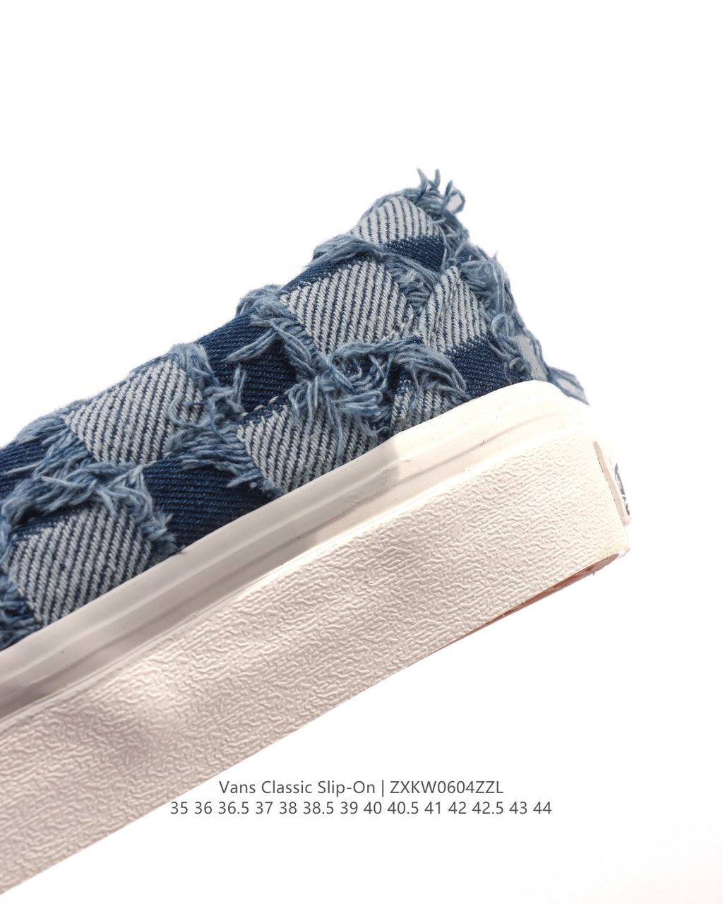 Vans Vault OG Classic Slip-On LX Frayed Denim Checkerboard.
