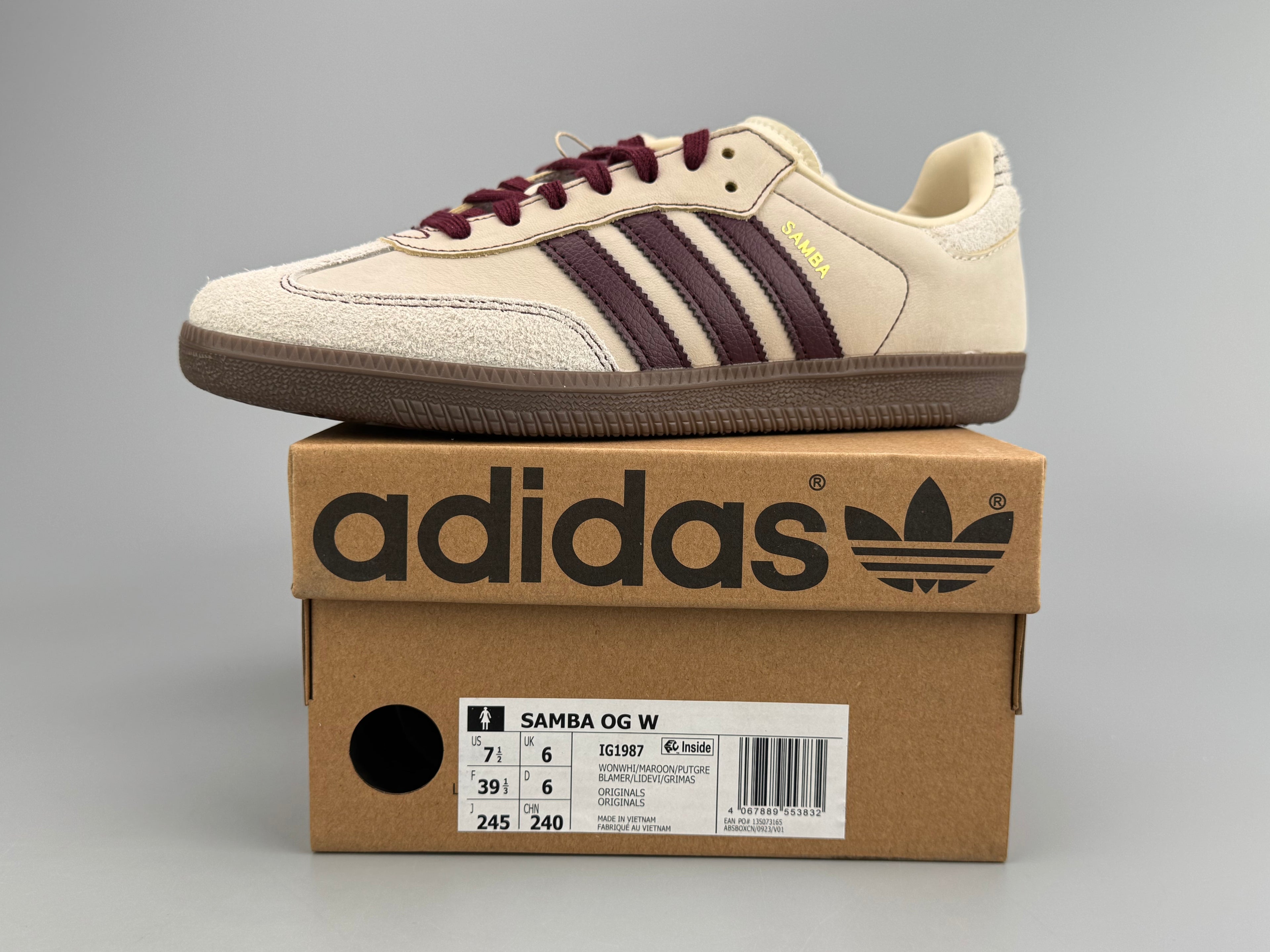 Adidas Samba OG Natural Leather & Front Suede Sneakers
